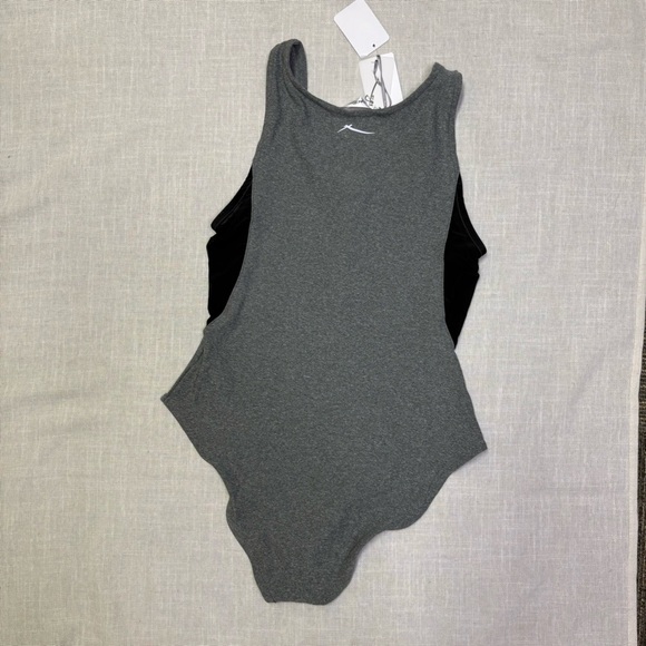 2/$20 X by Gottex NWT Womens Medium Grey Quarter Zip Bodysuit Snap Comfy Spring - Picture 6 of 6